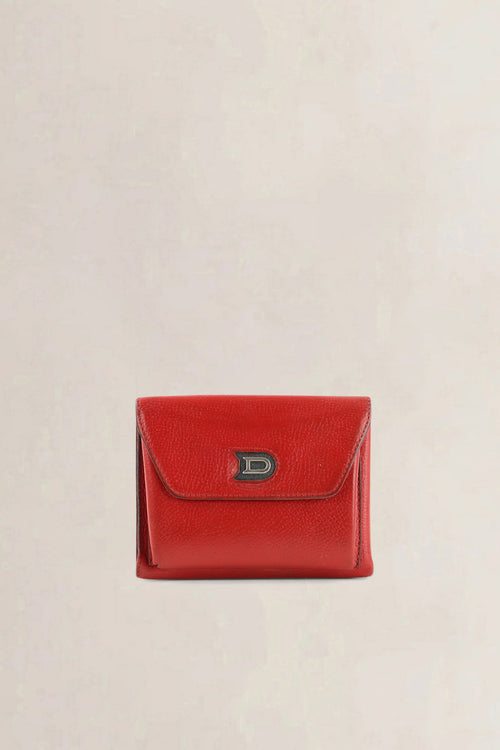 Delvaux Dark Red Leather Diabolo MM Trifold Wallet