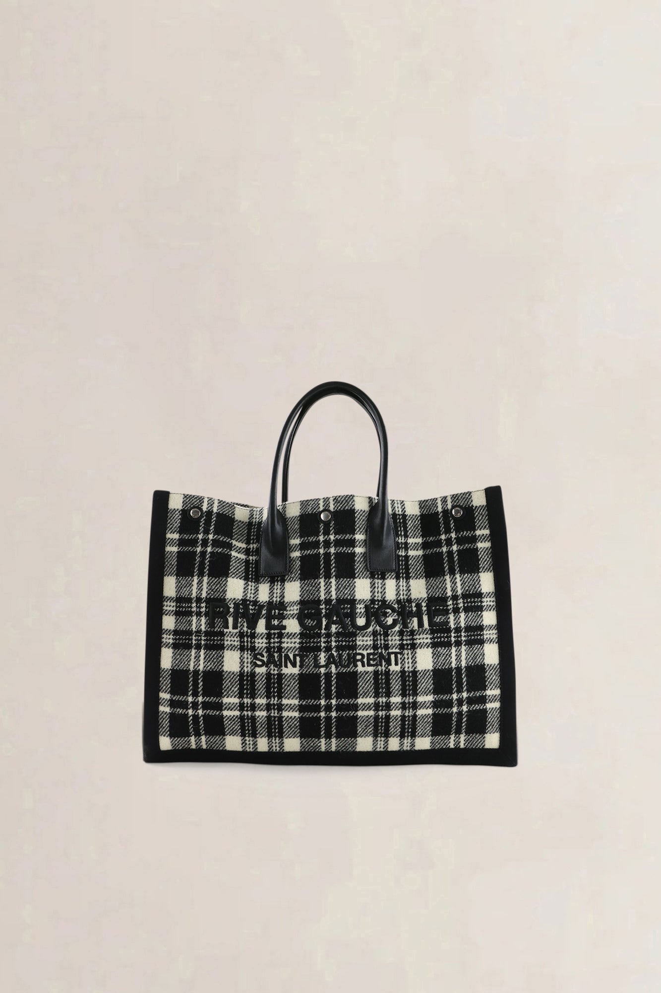 Saint Laurent Ecru & Black Tweed Rive Gauche Tote Bag