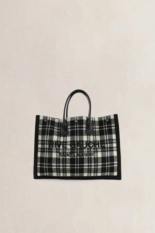 Saint Laurent Ecru & Black Tweed Rive Gauche Tote Bag