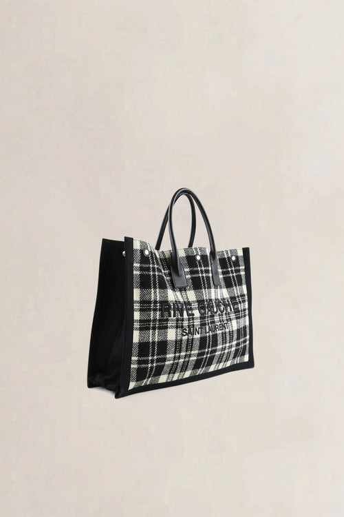 Saint Laurent Ecru & Black Tweed Rive Gauche Tote Bag