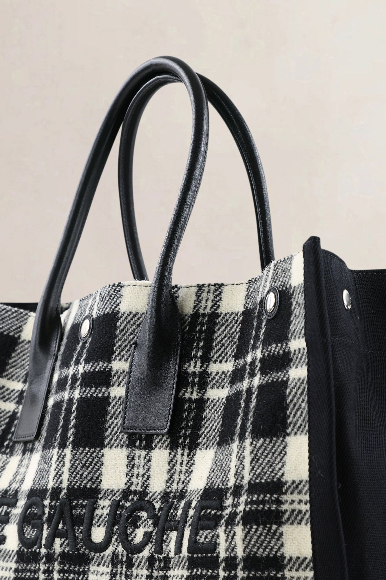 Saint Laurent Ecru & Black Tweed Rive Gauche Tote Bag