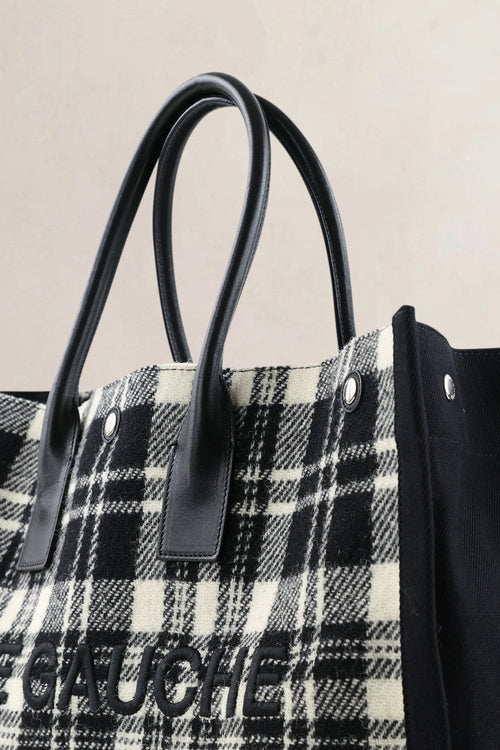 Saint Laurent Ecru & Black Tweed Rive Gauche Tote Bag