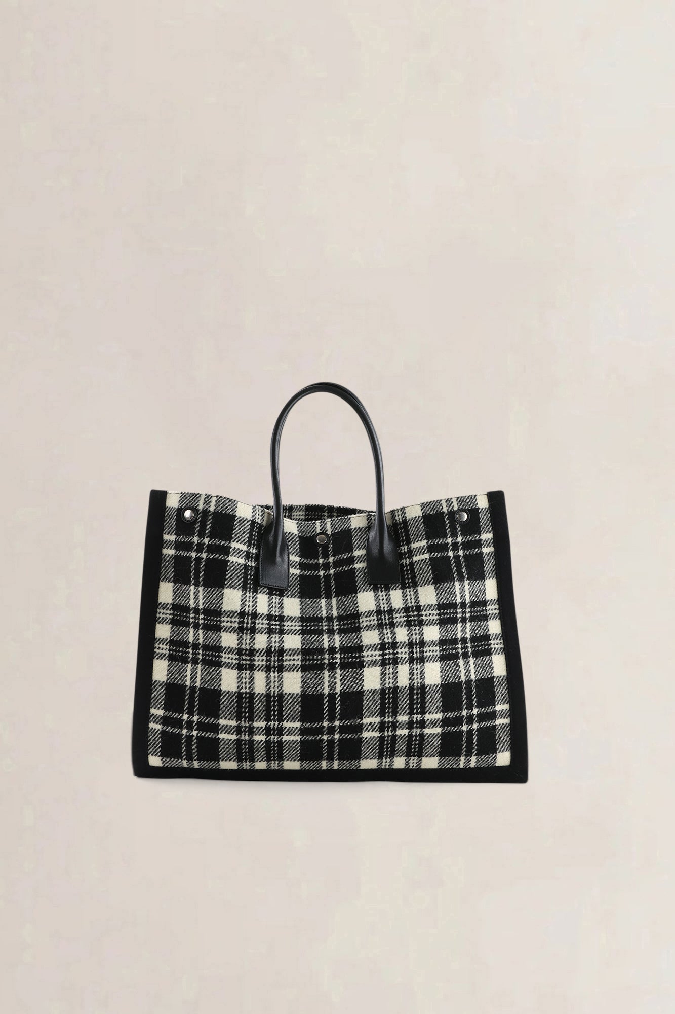 Saint Laurent Ecru & Black Tweed Rive Gauche Tote Bag