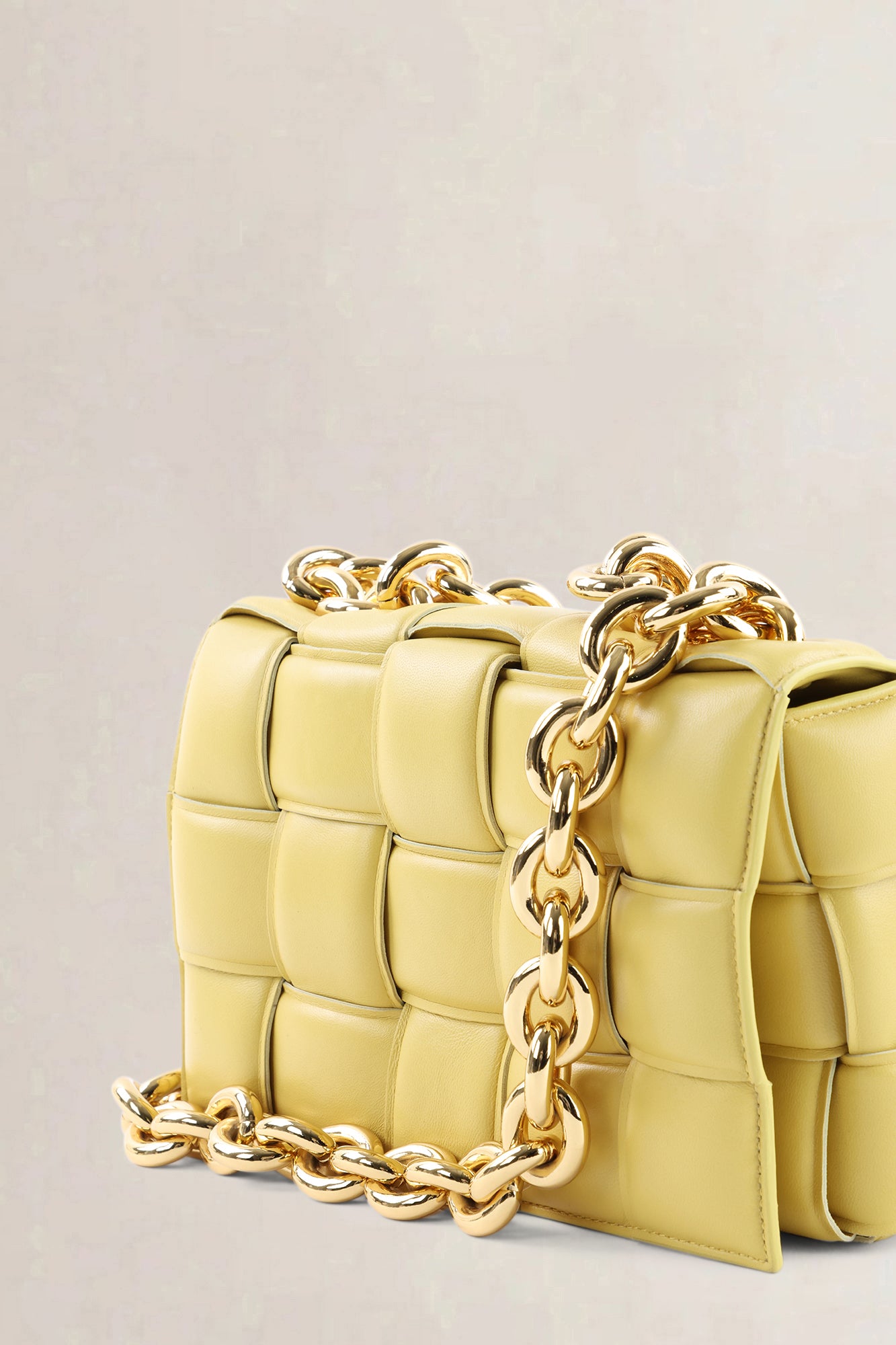 Bottega Veneta Yellow Chain Padded Cassette Crossbody Bag