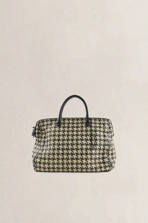 Bottega Veneta Black/White Houndstooth Top Handle Bag