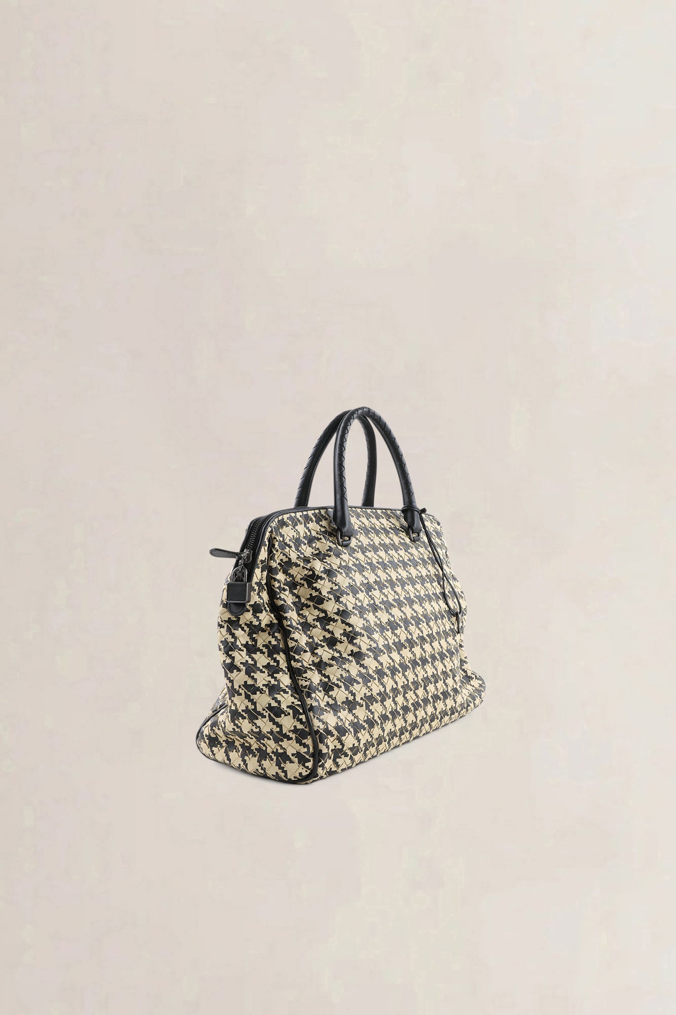 Bottega Veneta Black/White Houndstooth Top Handle Bag