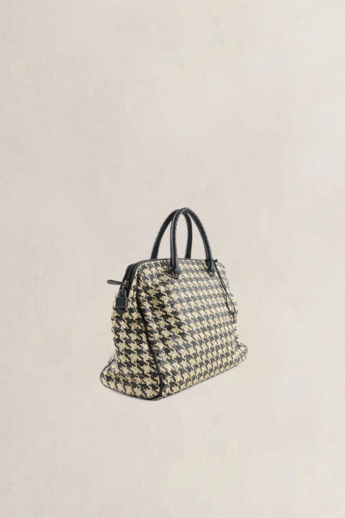 Bottega Veneta Black/White Houndstooth Top Handle Bag
