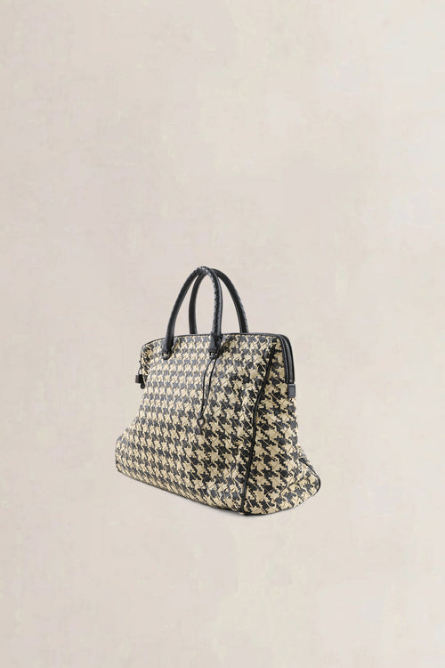 Bottega Veneta Black/White Houndstooth Top Handle Bag