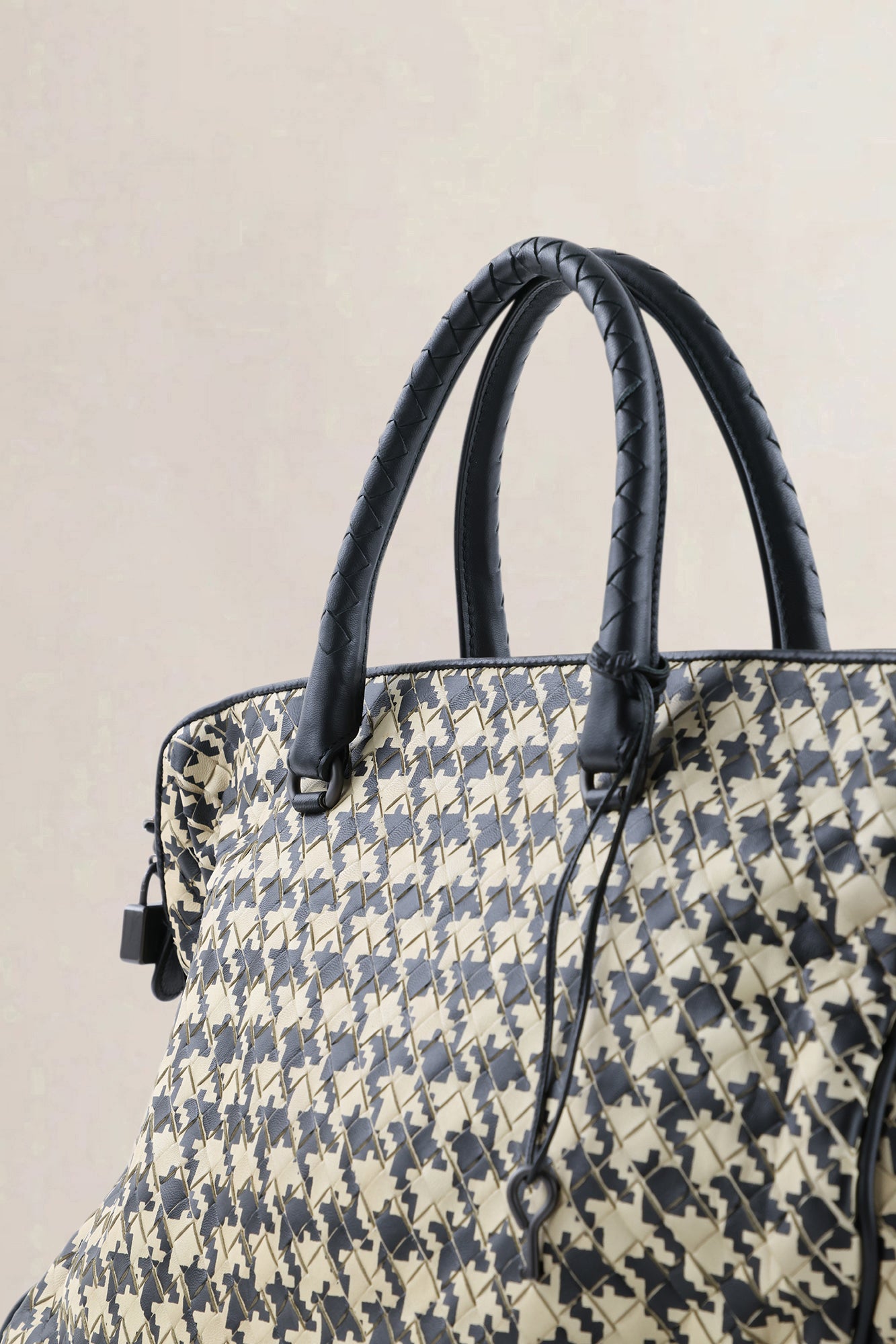Bottega Veneta Black/White Houndstooth Top Handle Bag