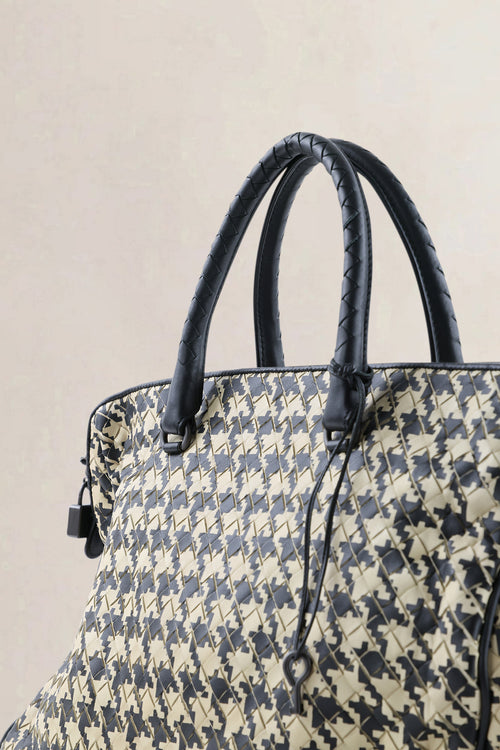 Bottega Veneta Black/White Houndstooth Top Handle Bag