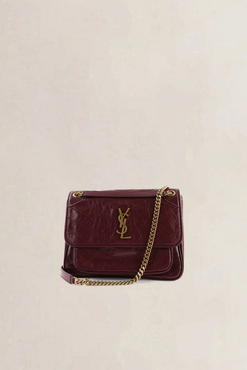 YSL Burgundy Calfskin Niki Medium Shoulder Bag