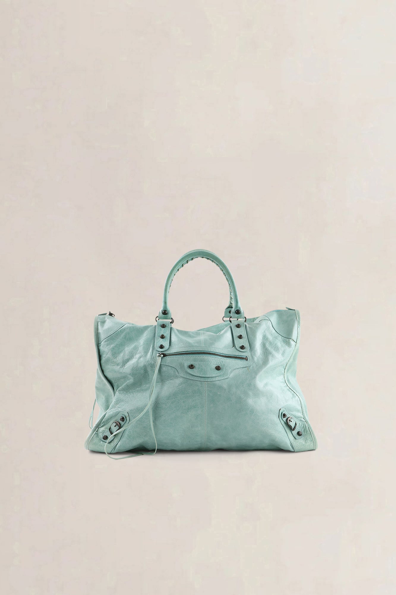 Balenciaga Turquoise Leather Work Shoulder Bag