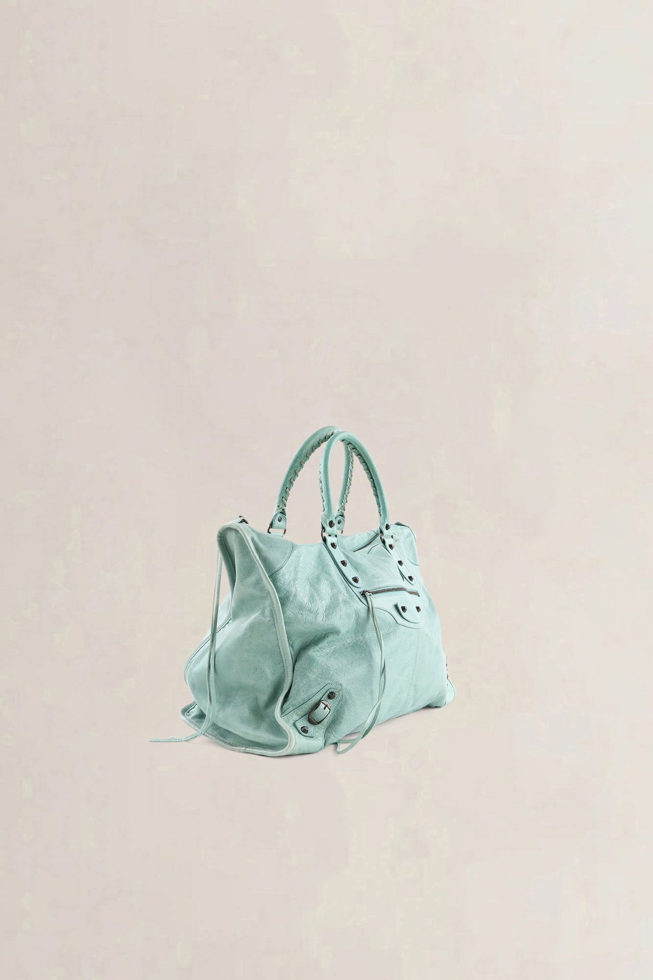 Balenciaga Turquoise Leather Work Shoulder Bag