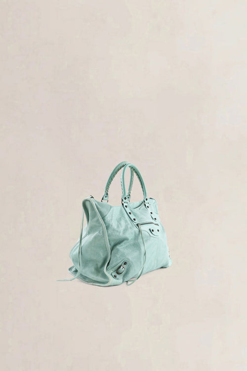Balenciaga Turquoise Leather Work Shoulder Bag