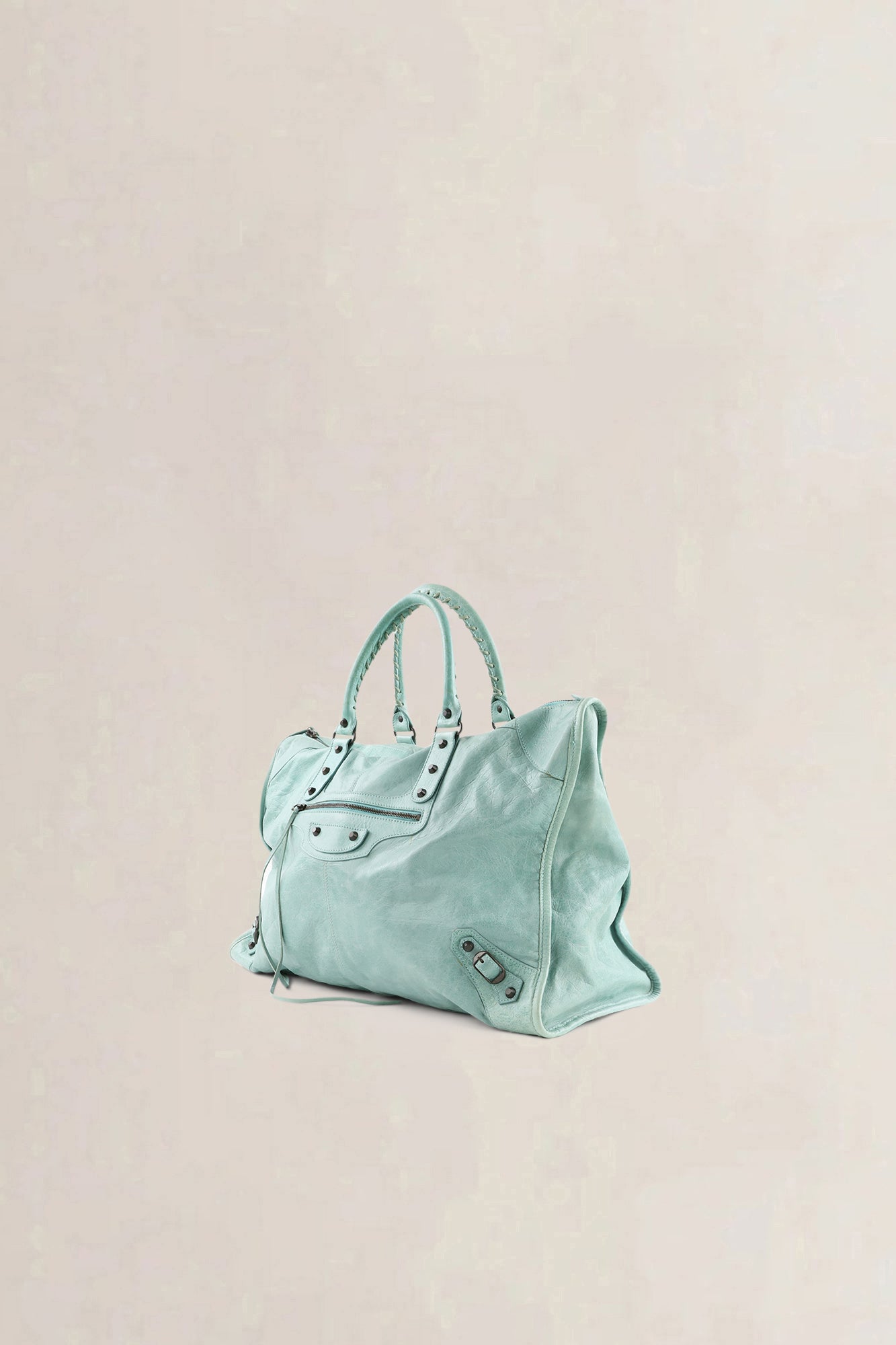 Balenciaga Turquoise Leather Work Shoulder Bag