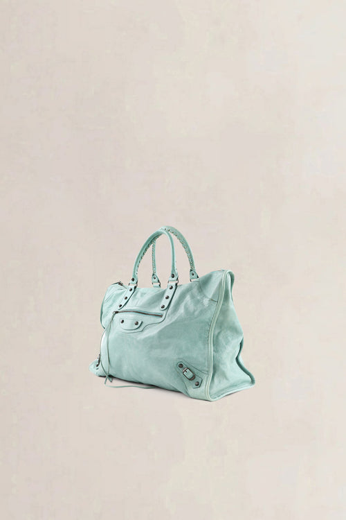 Balenciaga Turquoise Leather Work Shoulder Bag