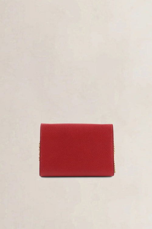 Gucci GG Marmont Red Leather Wallet on Chain Crossbody Bag