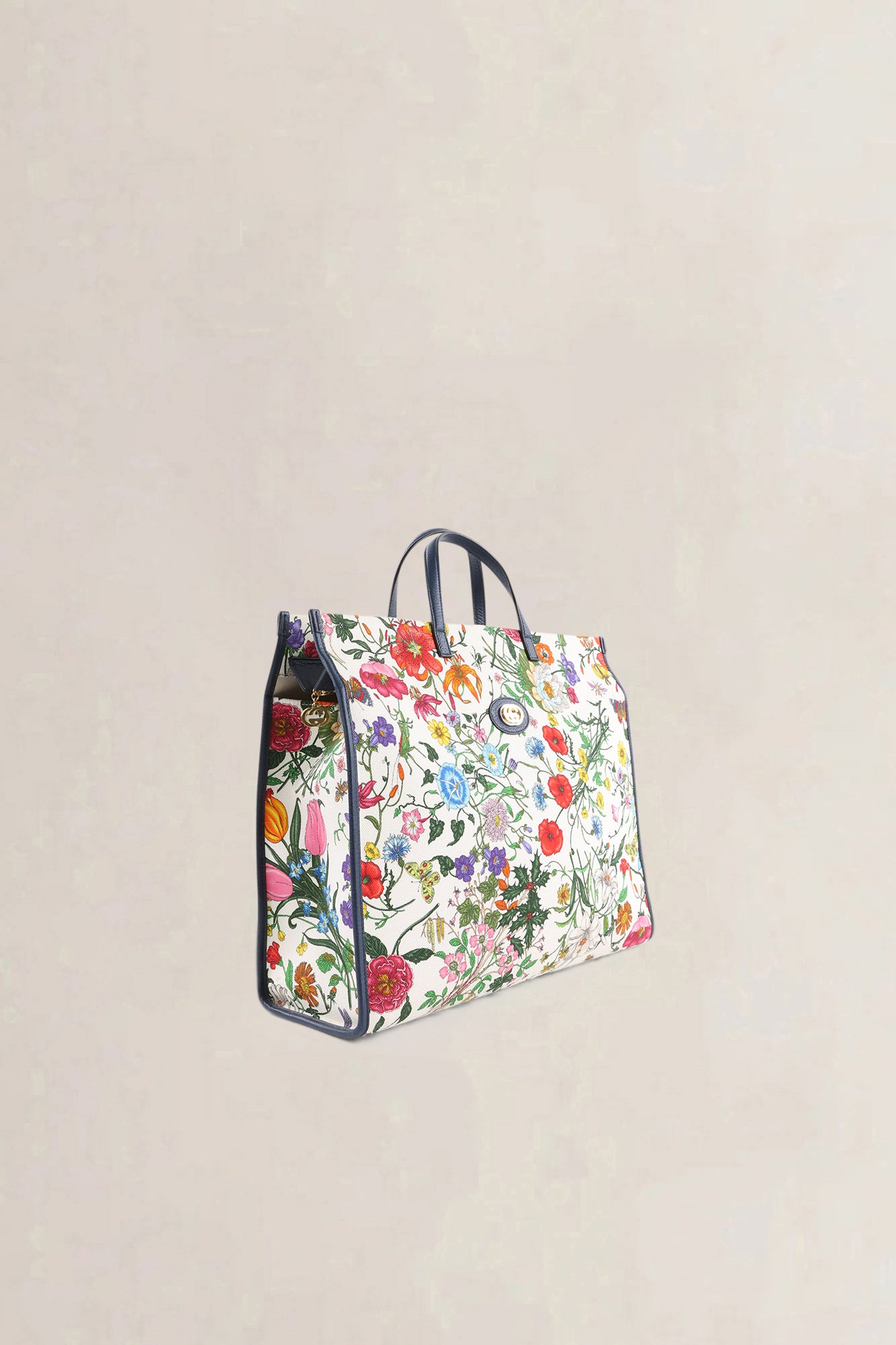 Gucci Blue Floral Canvas Tote — preloved