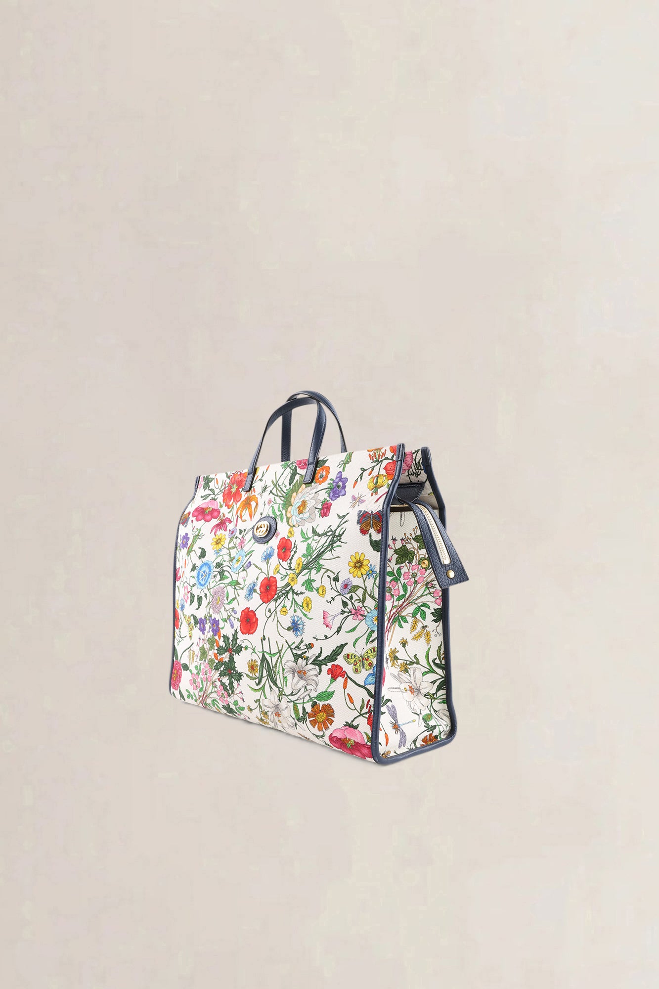 Gucci Blue Floral Canvas Tote — preloved