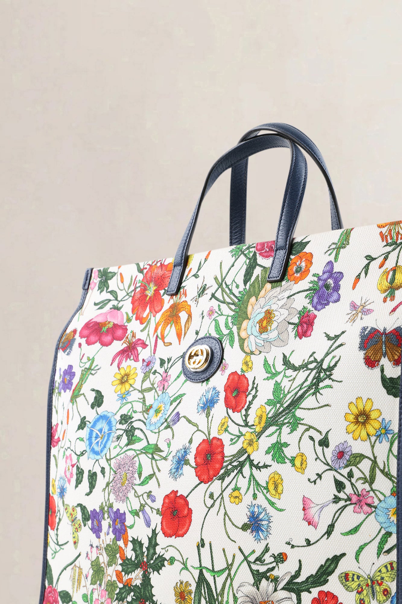 Gucci Blue Floral Canvas Tote — preloved