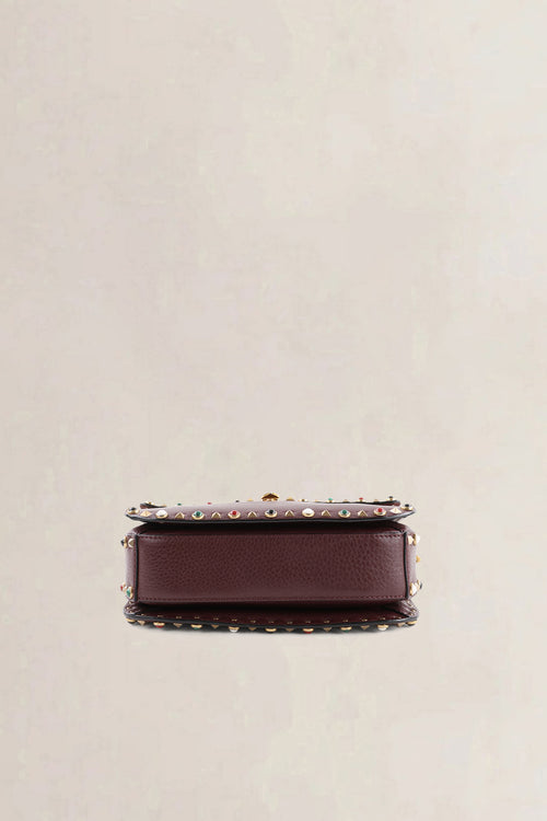 Valentino Garavani Brown Leather Rockstud Rolling Crossbody Bag