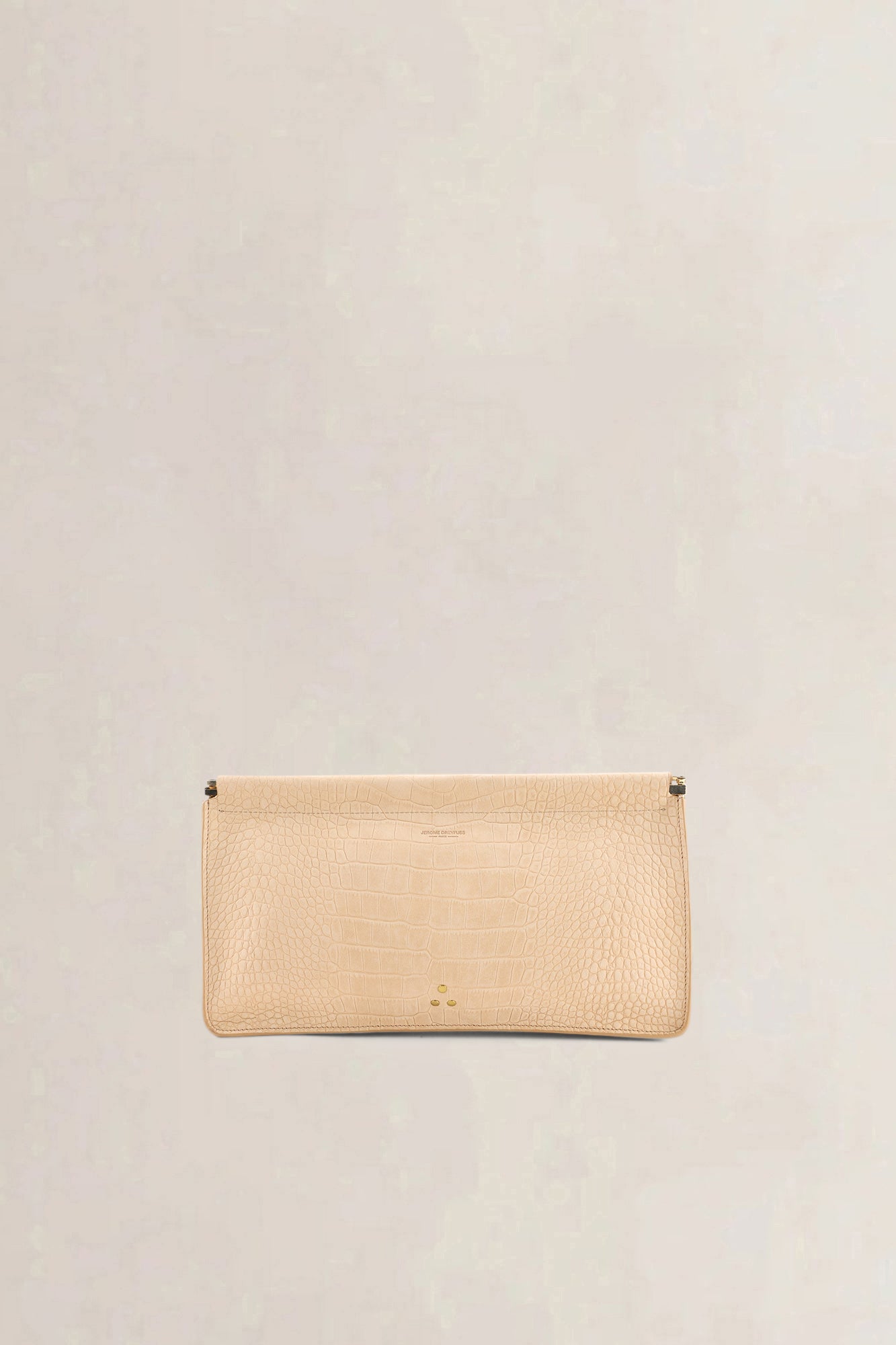 Jérôme Dreyfuss Beige Croco-Embossed Leather Clic Clac Clutch