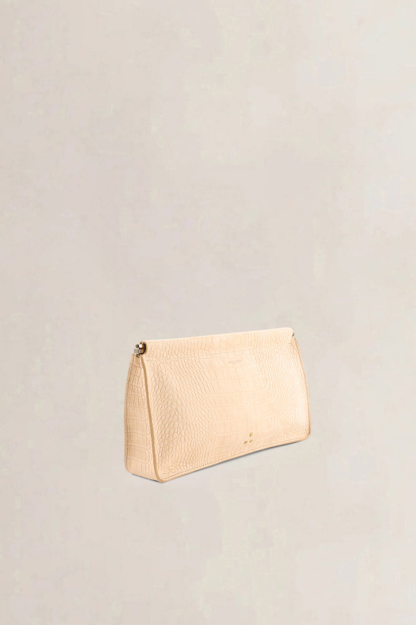 Jérôme Dreyfuss Beige Croco-Embossed Leather Clic Clac Clutch