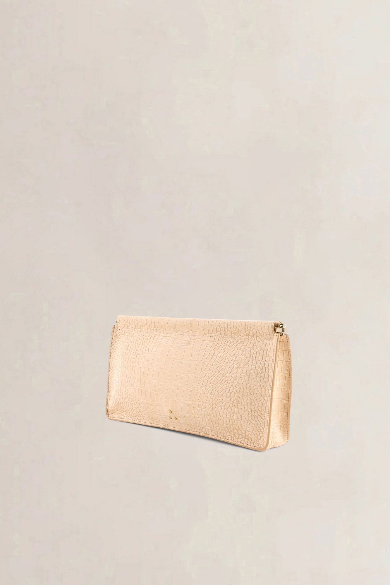 Jérôme Dreyfuss Beige Croco-Embossed Leather Clic Clac Clutch