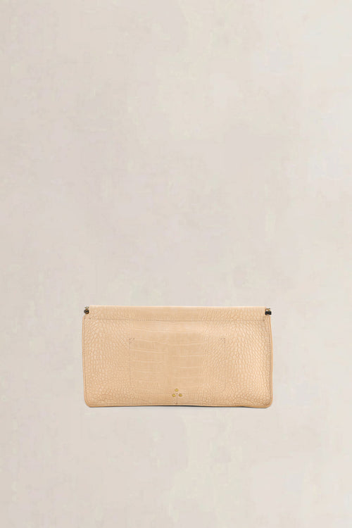 Jérôme Dreyfuss Beige Croco-Embossed Leather Clic Clac Clutch