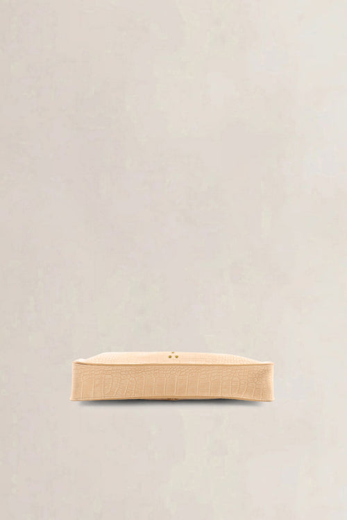 Jérôme Dreyfuss Beige Croco-Embossed Leather Clic Clac Clutch