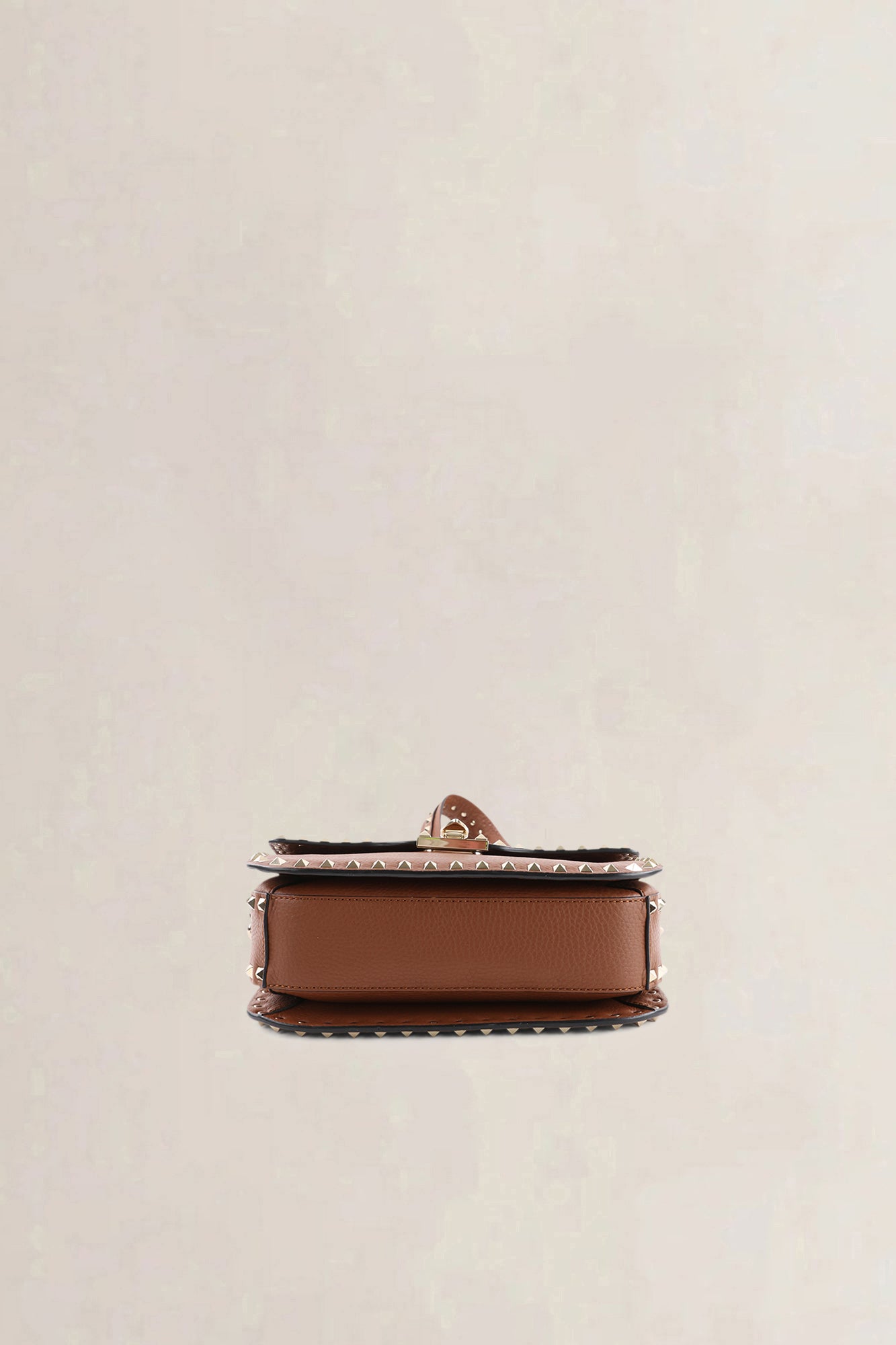 Valentino Garavani Small Brown Grainy Calfskin Rockstud Crossbody Bag