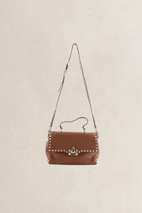Valentino Garavani Brown Leather Rockstud Crossbody Bag