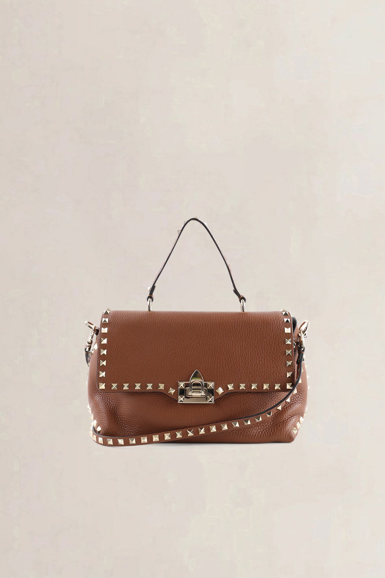 Valentino Garavani Brown Leather Rockstud Crossbody Bag
