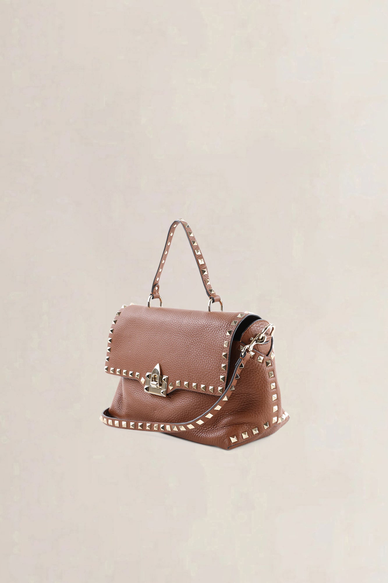 Valentino Garavani Brown Leather Rockstud Crossbody Bag