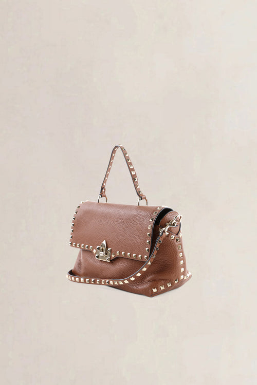 Valentino Garavani Brown Leather Rockstud Crossbody Bag