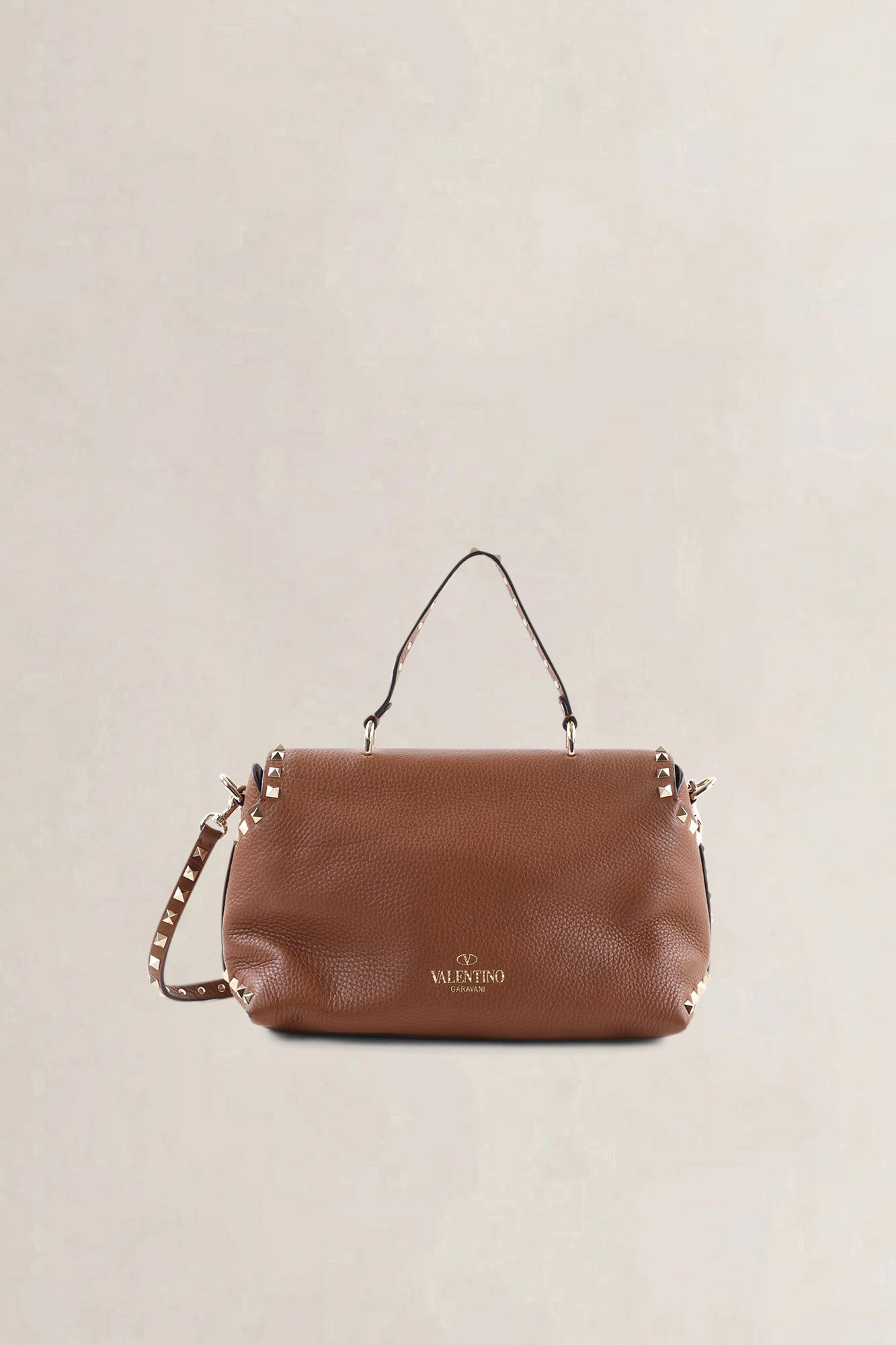 Valentino Garavani Brown Leather Rockstud Crossbody Bag