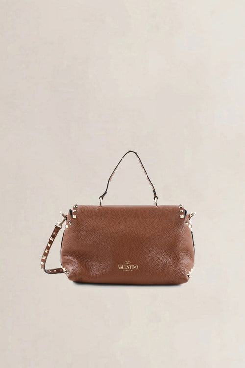 Valentino Garavani Brown Leather Rockstud Crossbody Bag