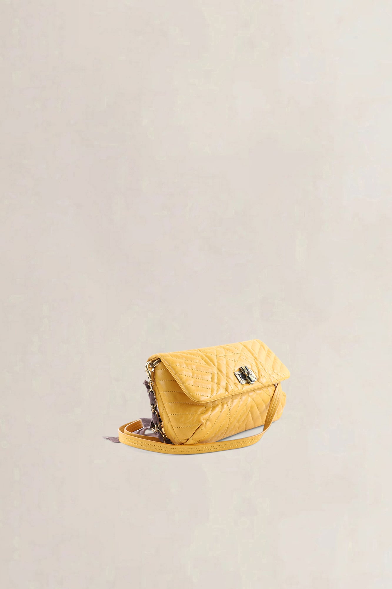 Lanvin Yellow Quilted Leather Happy Shoulder Bag