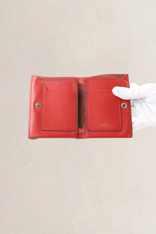 Delvaux Dark Red Leather Diabolo MM Trifold Wallet