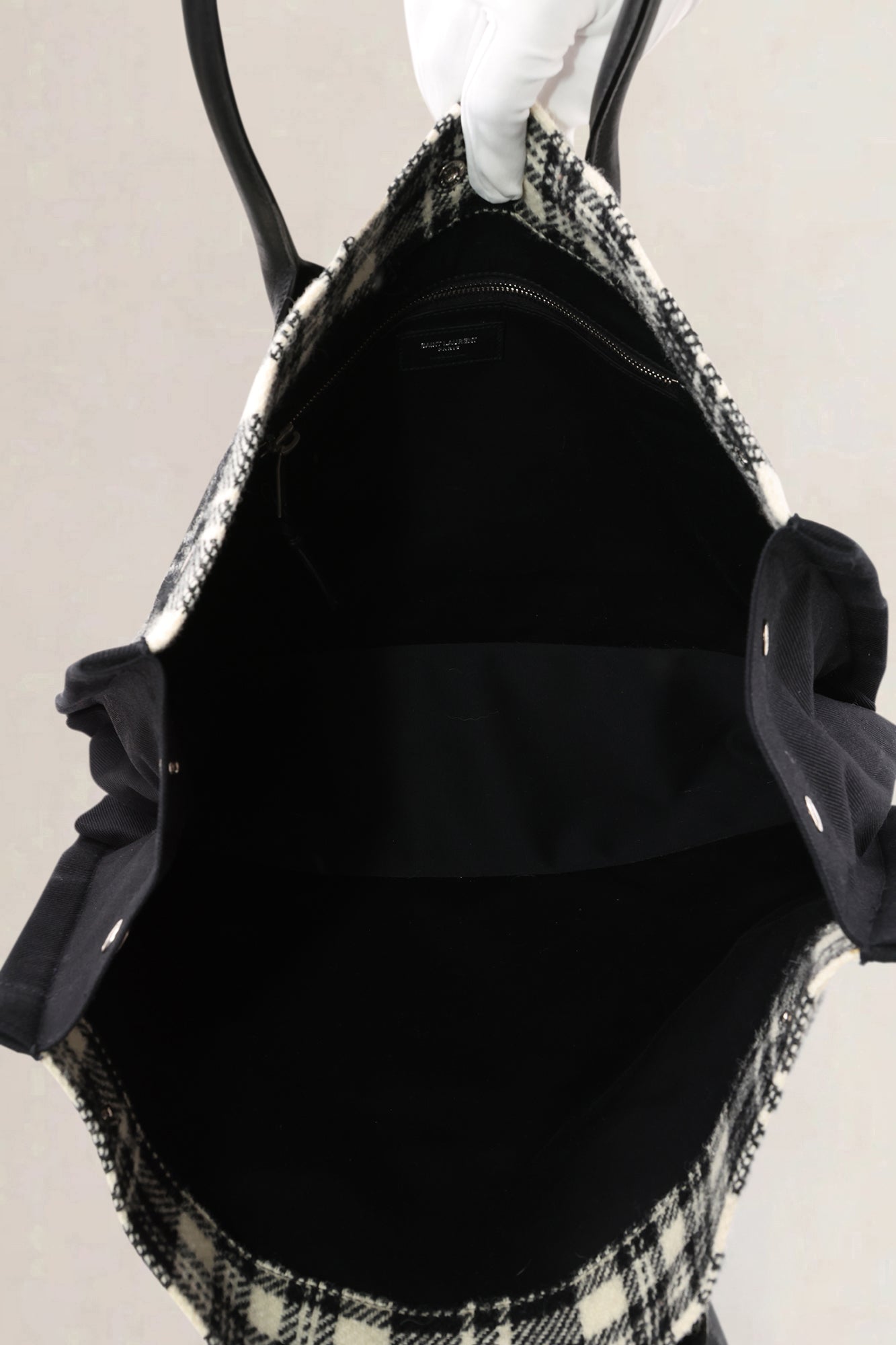 Saint Laurent Ecru & Black Tweed Rive Gauche Tote Bag