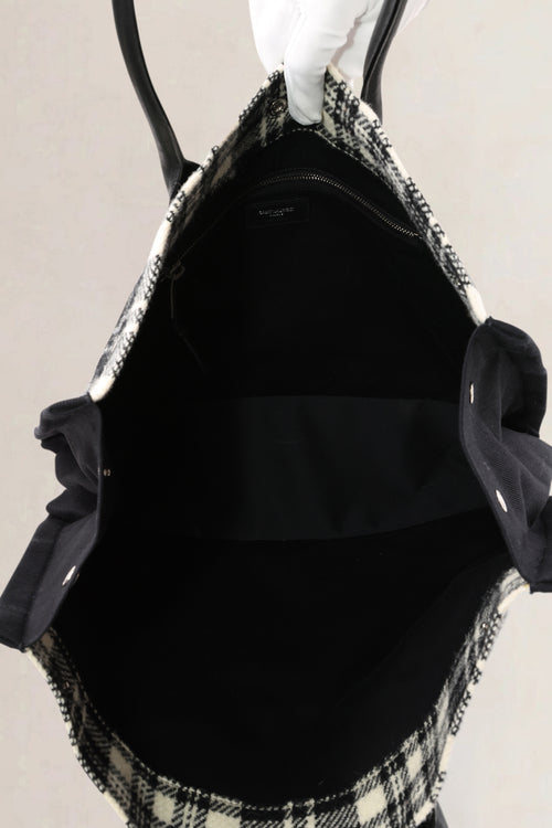 Saint Laurent Ecru & Black Tweed Rive Gauche Tote Bag