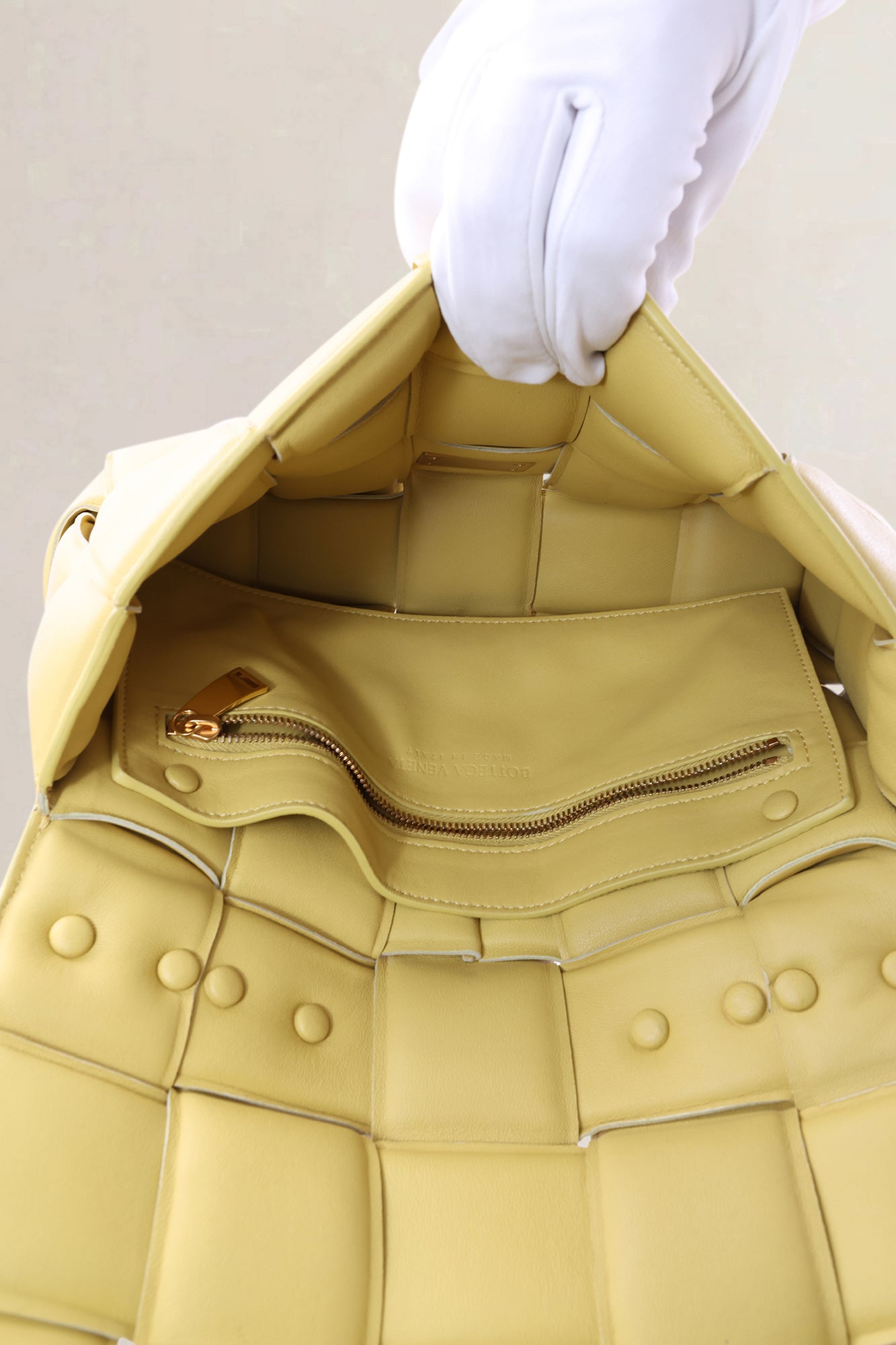 Bottega Veneta Yellow Chain Padded Cassette Crossbody Bag