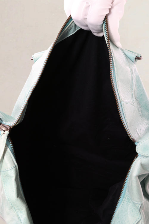 Balenciaga Turquoise Leather Work Shoulder Bag