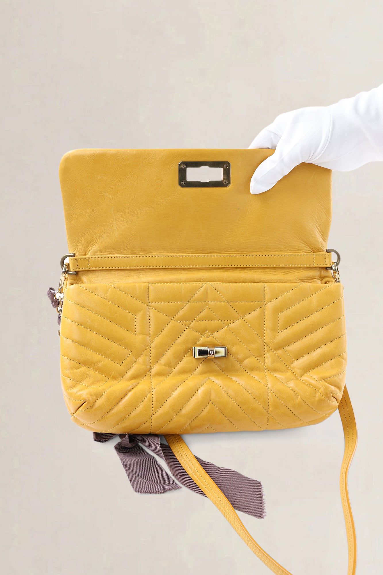 Lanvin Yellow Quilted Leather Happy Shoulder Bag