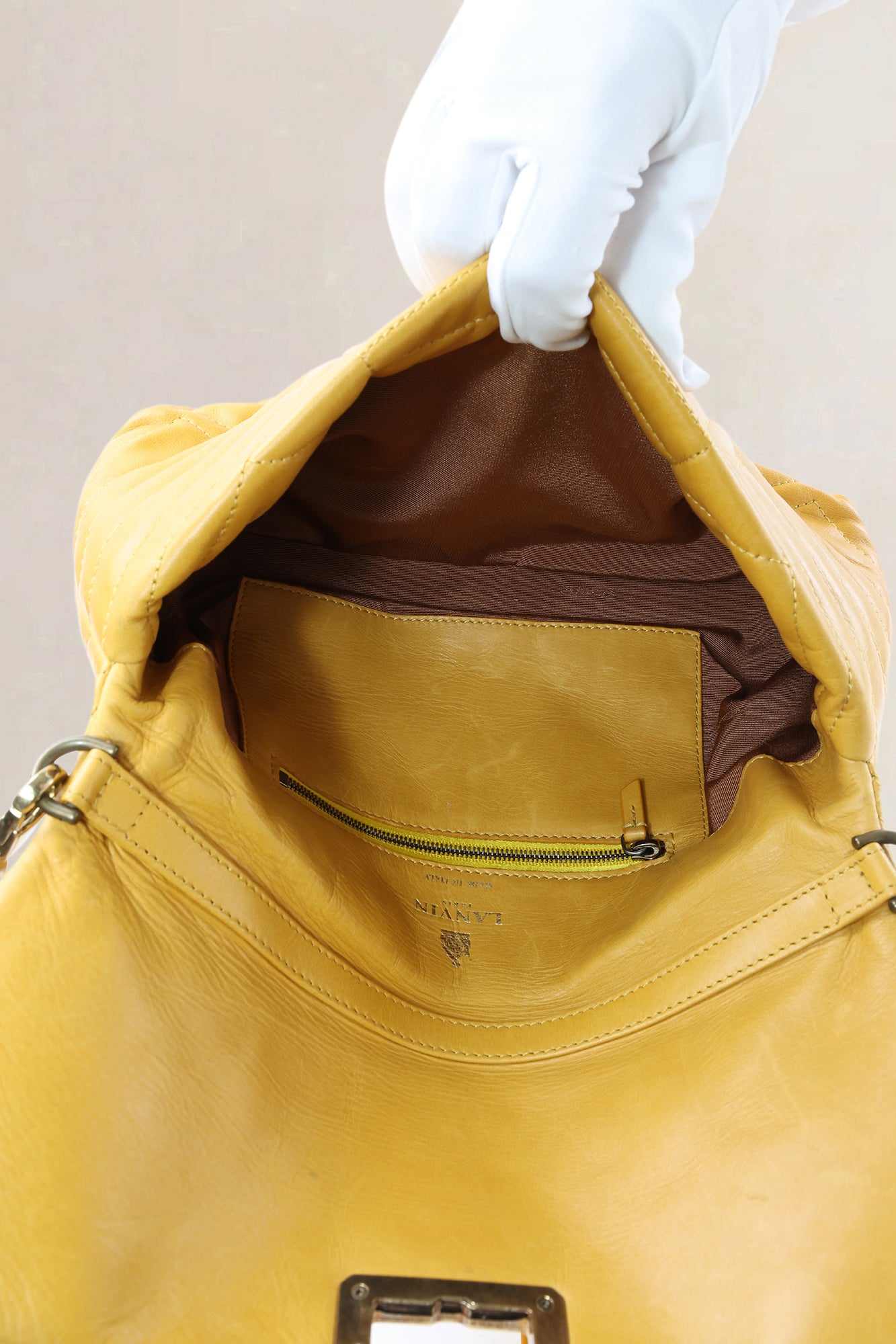 Lanvin Yellow Quilted Leather Happy Shoulder Bag
