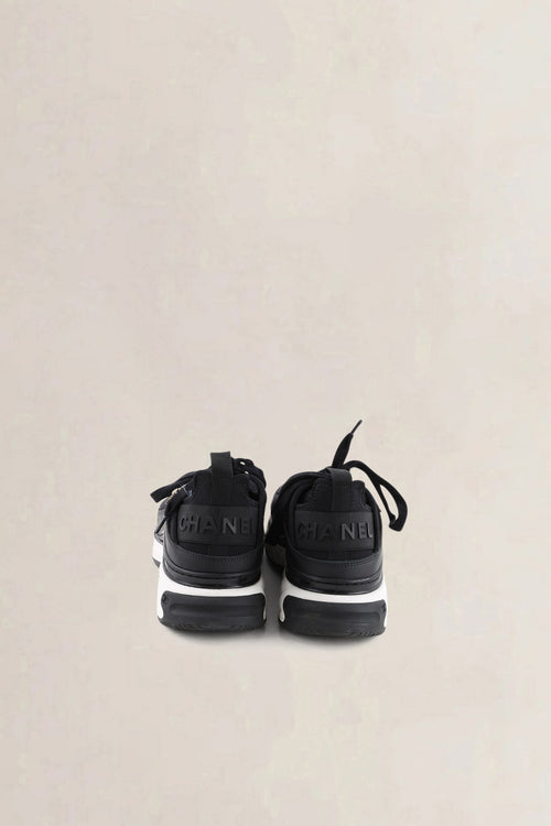 Chanel Black Leather Low Top Trainer Sneakers