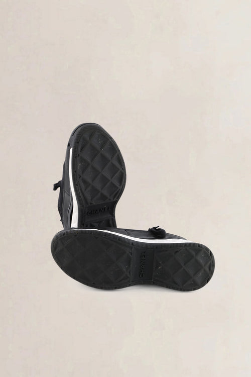 Chanel Black Leather Low Top Trainer Sneakers