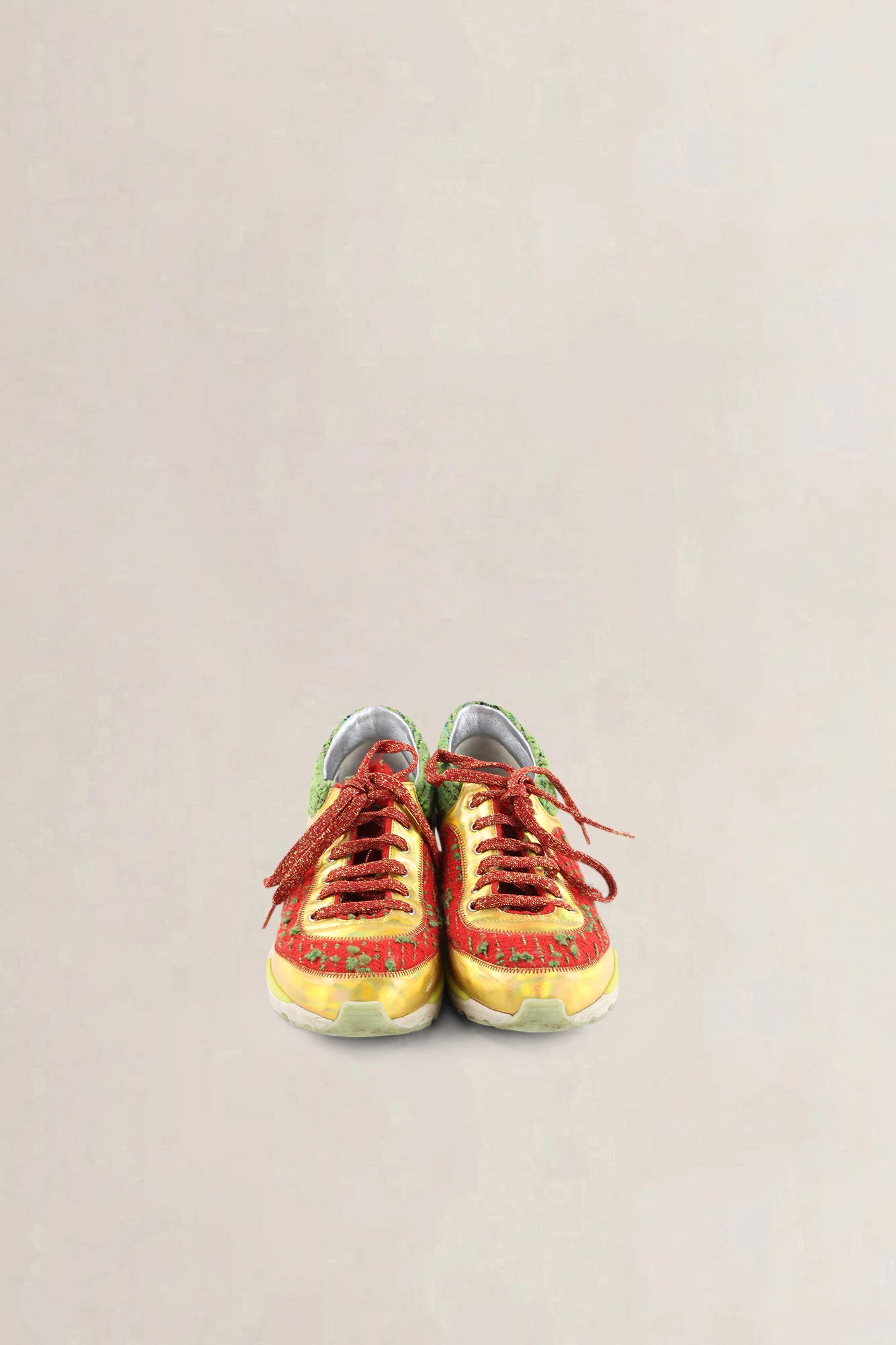 Chanel Multicolor Leather & Tweed CC Low Top Sneakers