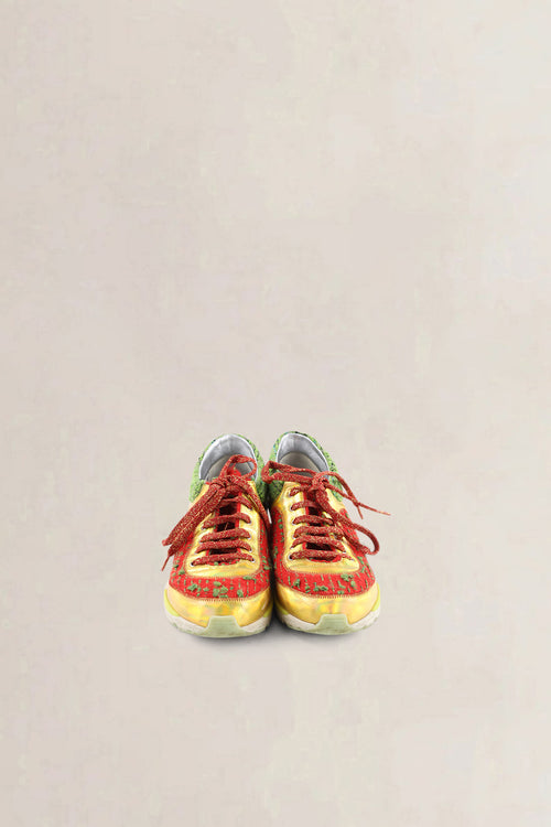 Chanel Multicolor Leather & Tweed CC Low Top Sneakers