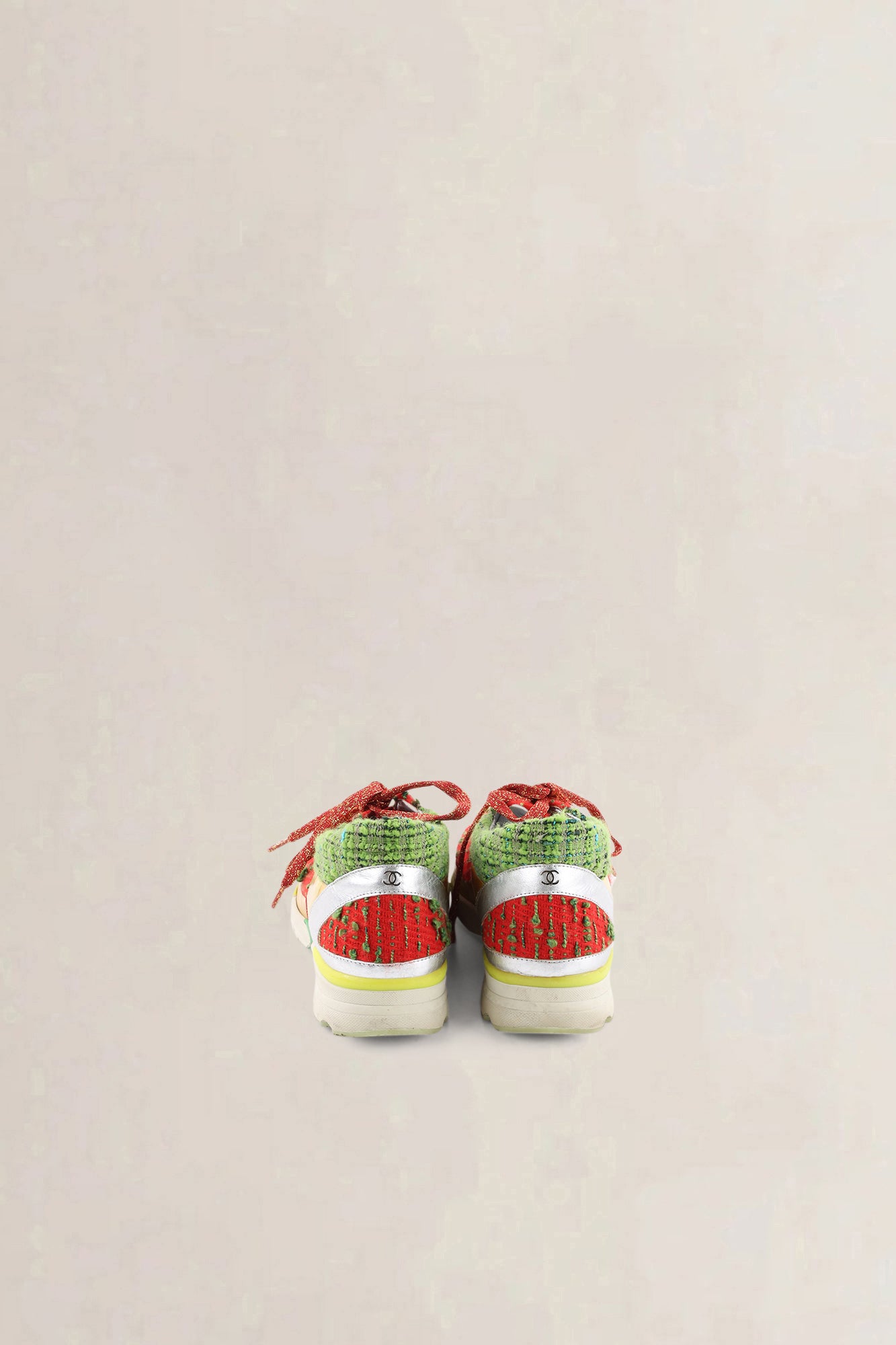 Chanel Multicolor Leather & Tweed CC Low Top Sneakers